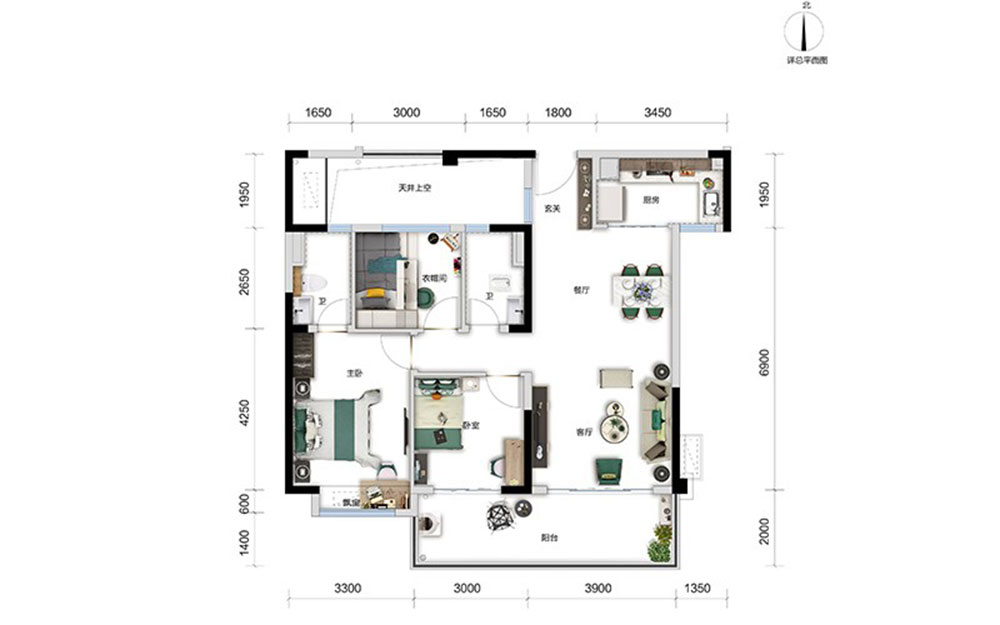 建面約110㎡戶(hù)型