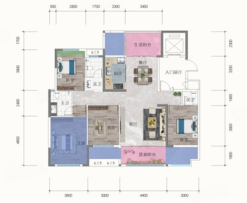 建面約131㎡戶型